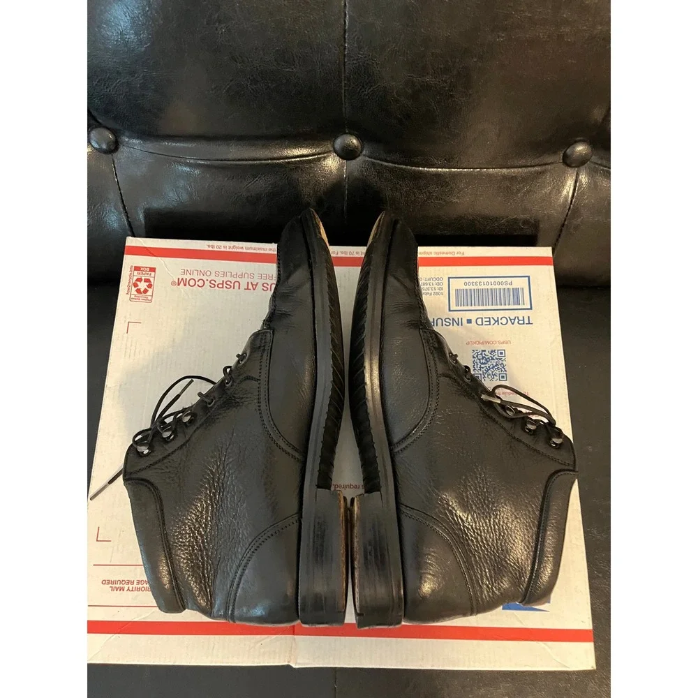 Bally Black Leather Moc Toe Lace Up Ankle Boots